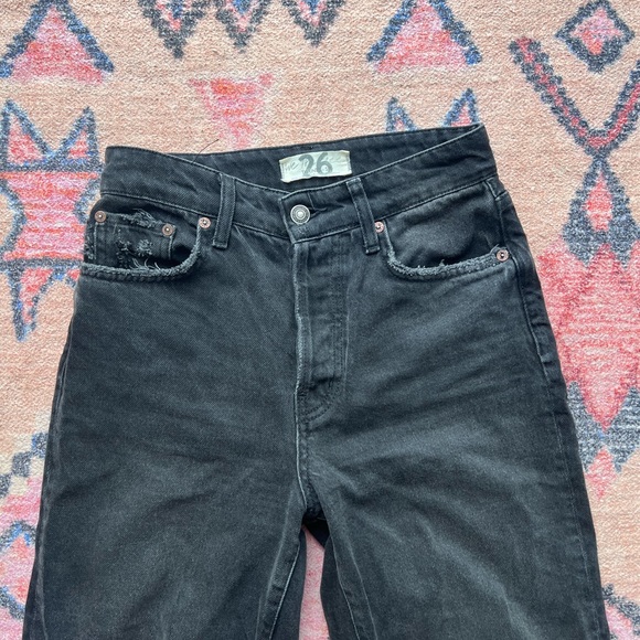 Free People Distressed Wide Leg Cropped Jeans ⭐️ Size 26 ⭐️ Button Fly - Picture 2 of 6